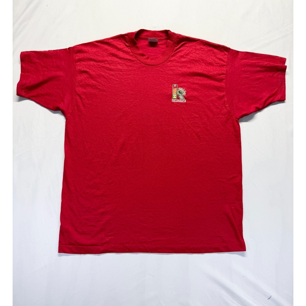 Vintage Fruit of the Loom Shirt Mens XL Red KME Fire Apparatus World Class Logo